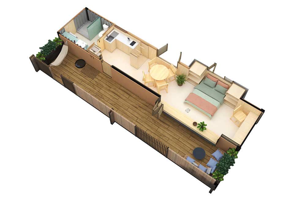 3D floor plan of the Luxury Surf Shack (illustrative)